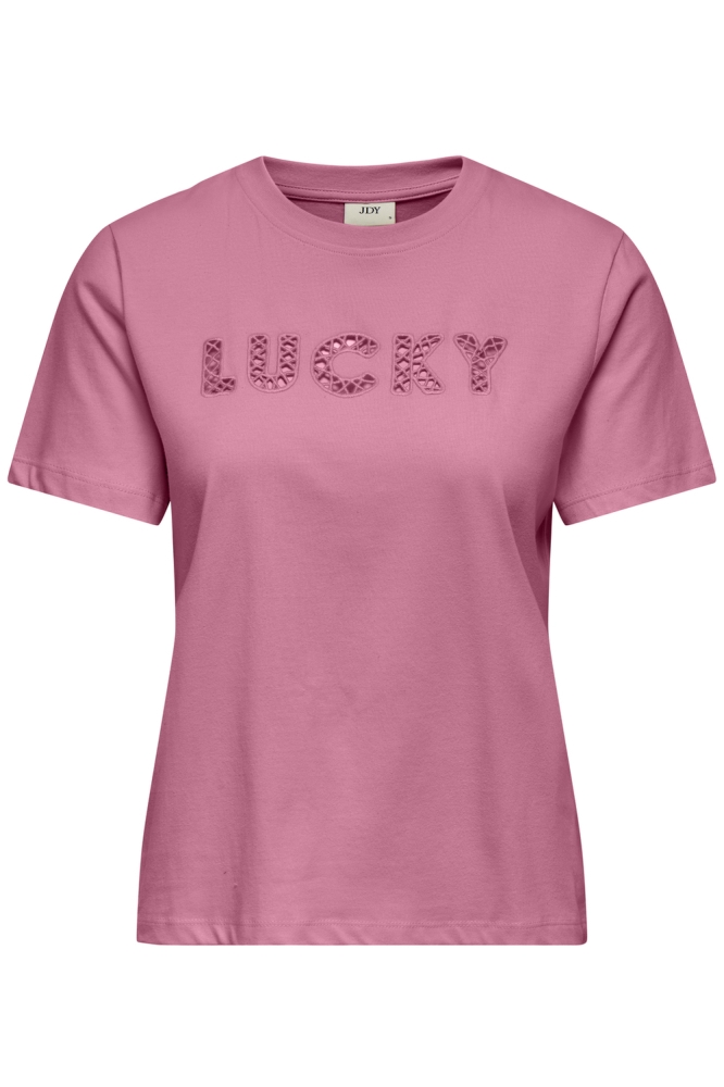 JDYSELMA S/S OPEN EMB TOP JRS 15356356 CASHMERE ROSE/LUCKY EMB